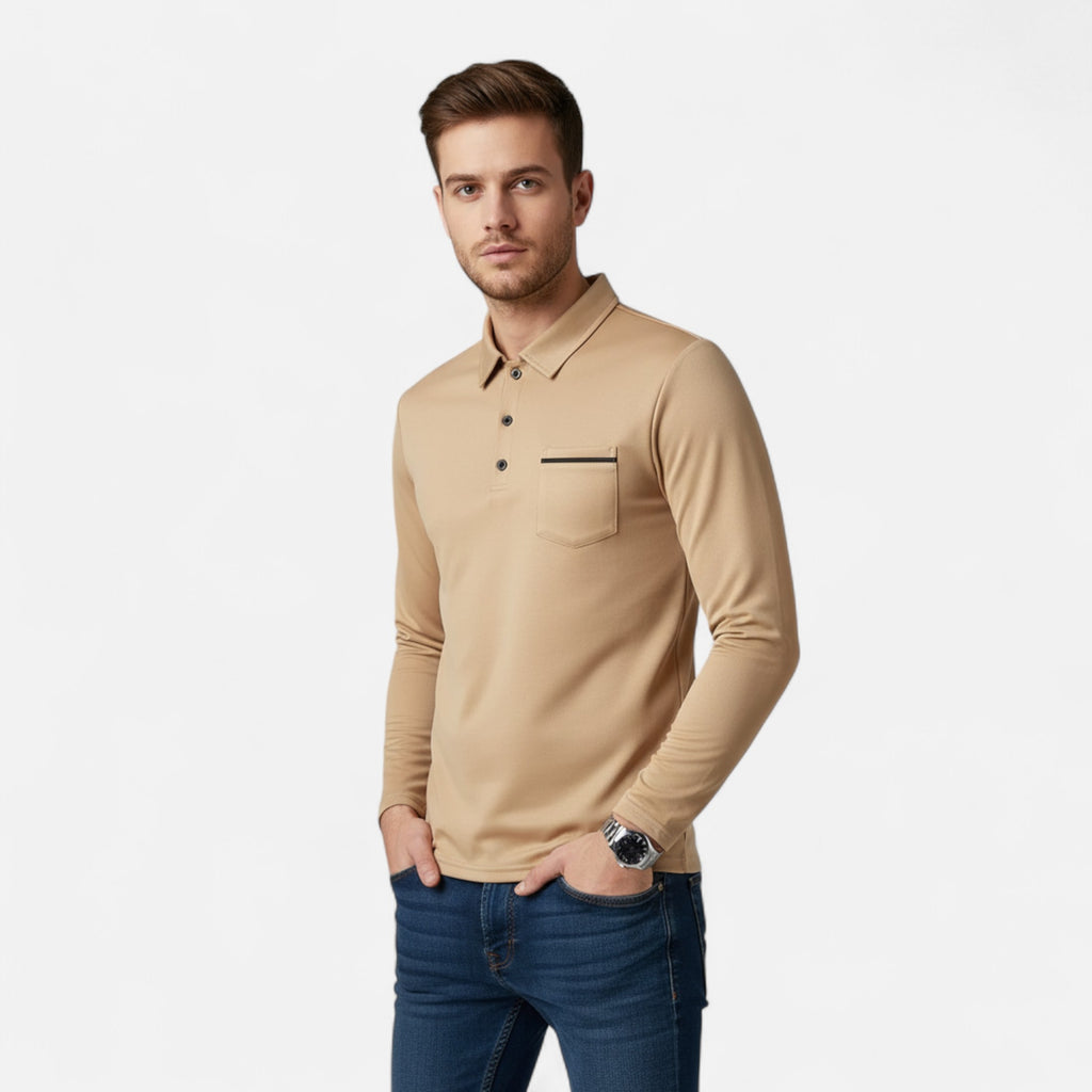 Ferandi Mode | Polo Homme Boutonné Manches Longues Automne