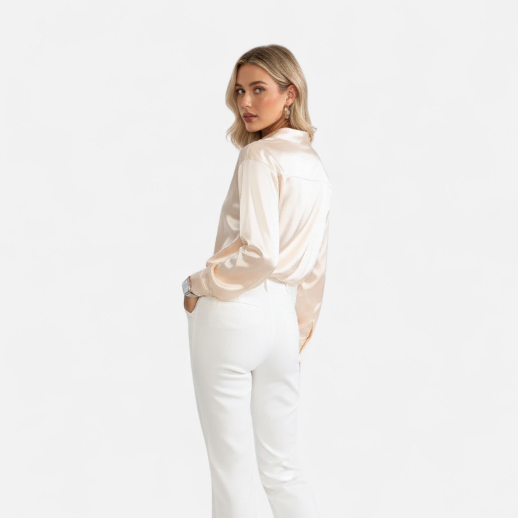 Ferandi Mode | Blouse en Satin à Col Lapel