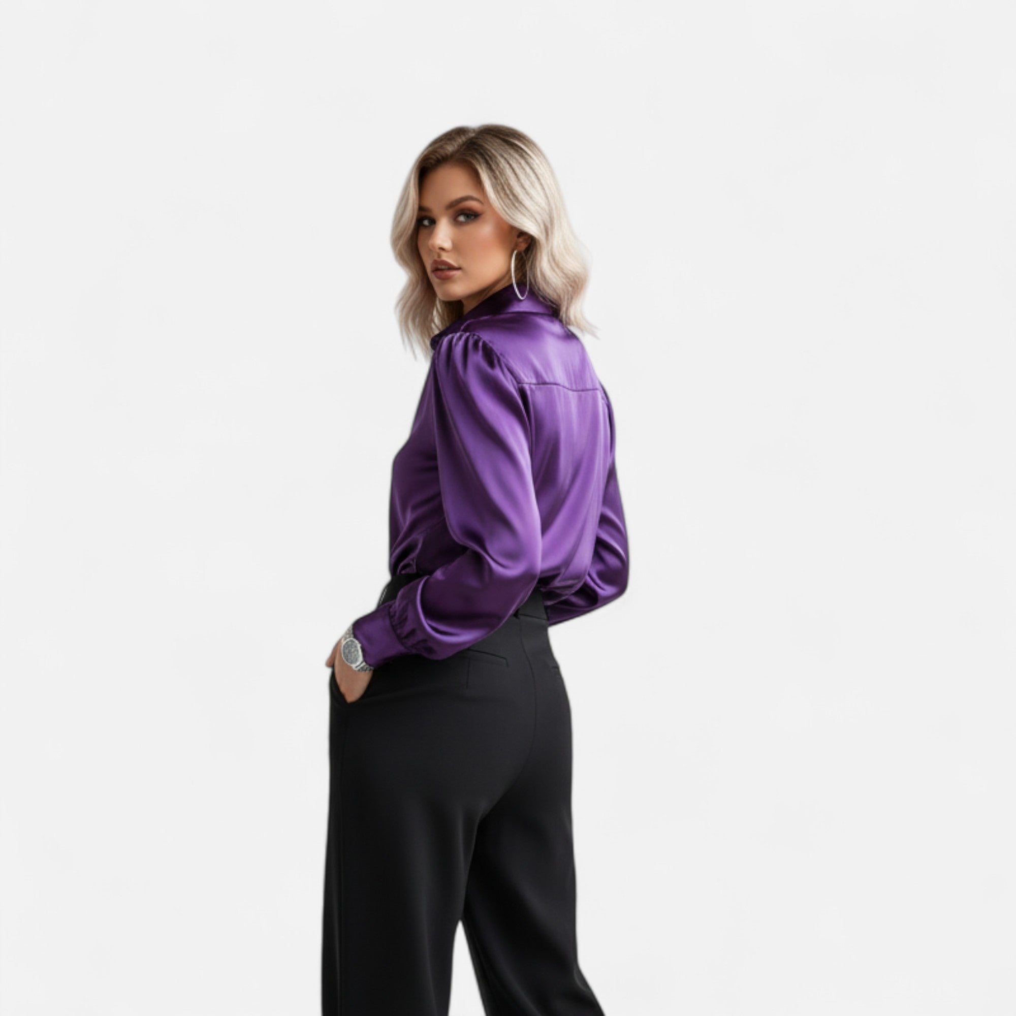 Ferandi Mode | Blouse en Satin Manches Longues