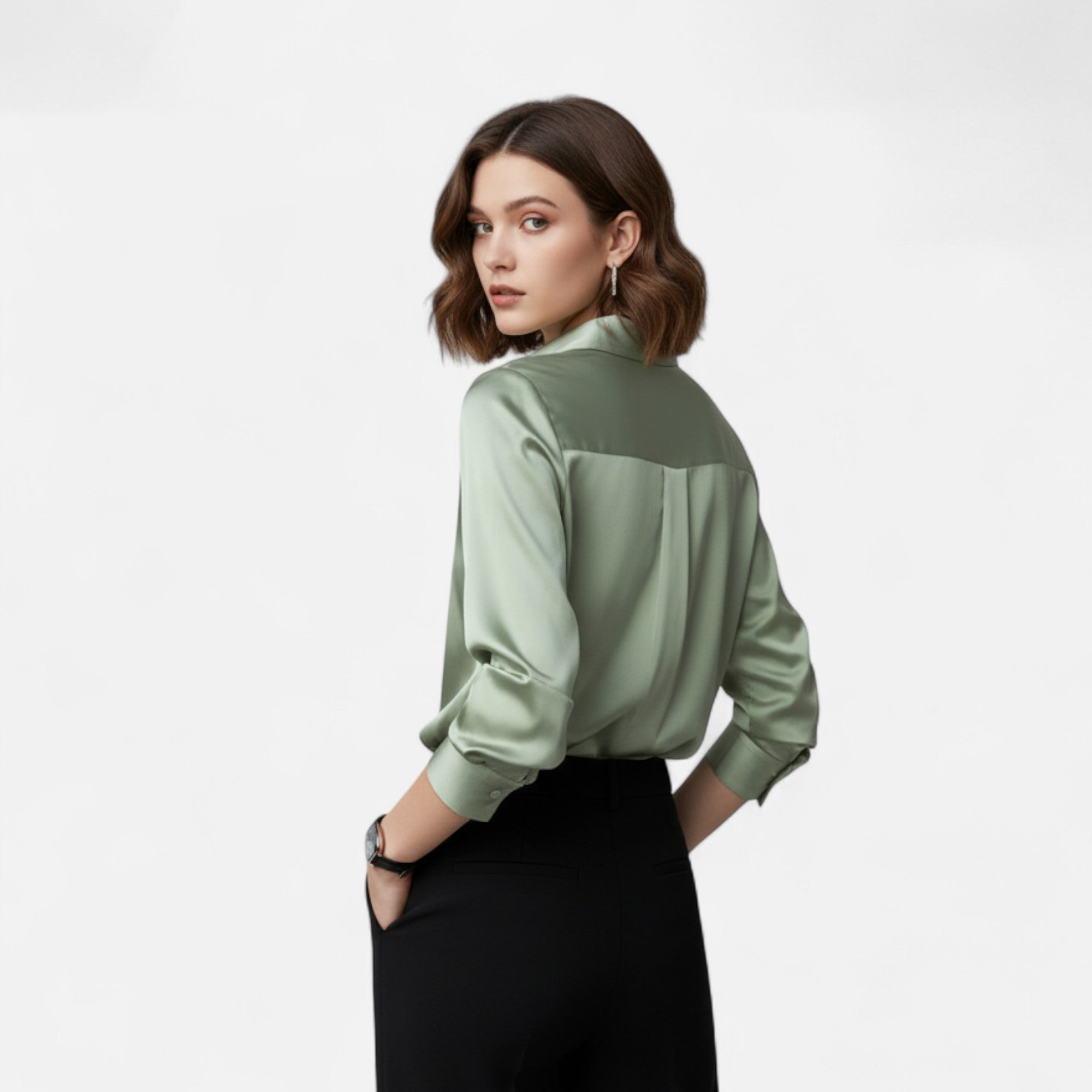 Ferandi Mode | Chemisier Satiné à Col Boutonné