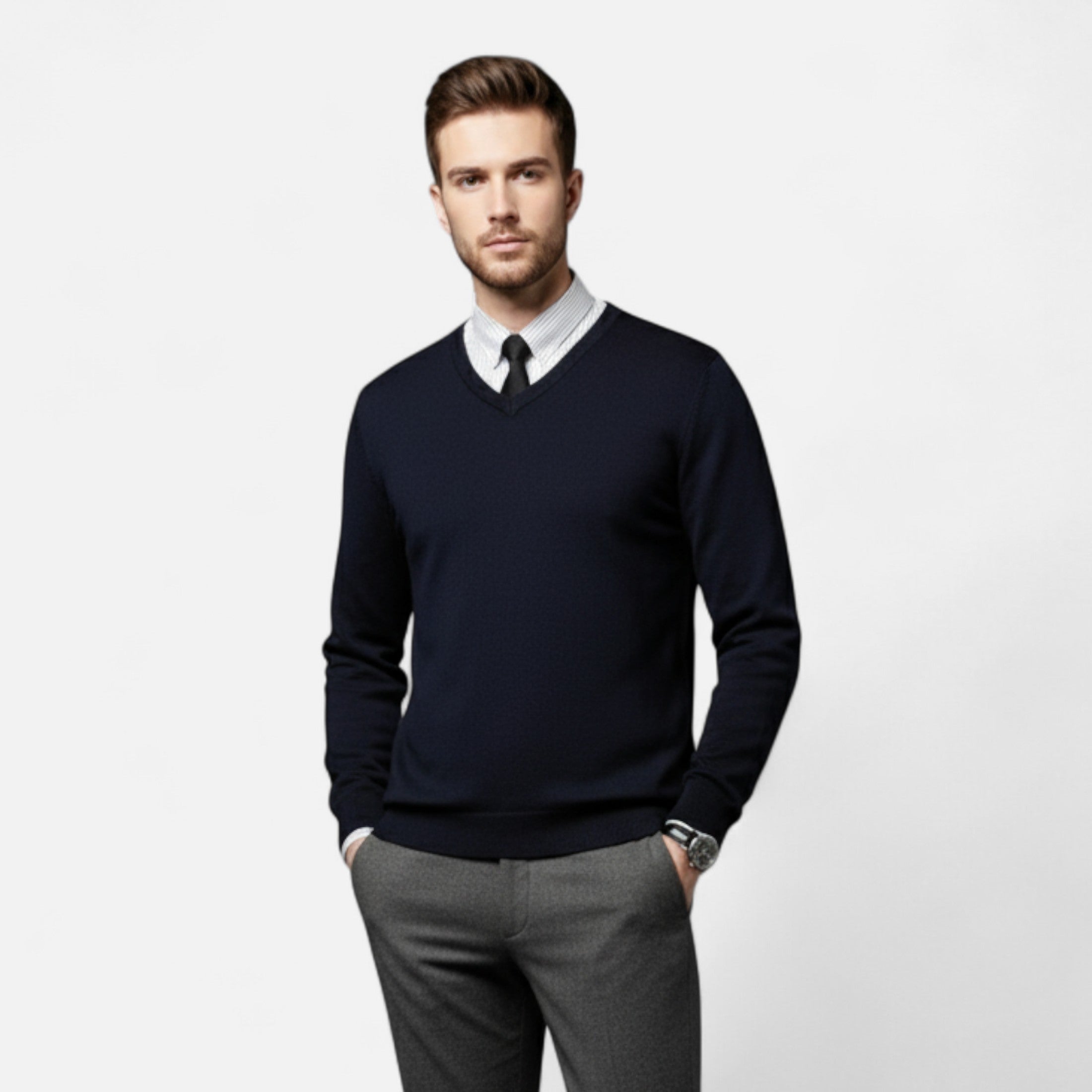 Ferandi Mode | Pull Homme Col V Maille Automne-Hiver