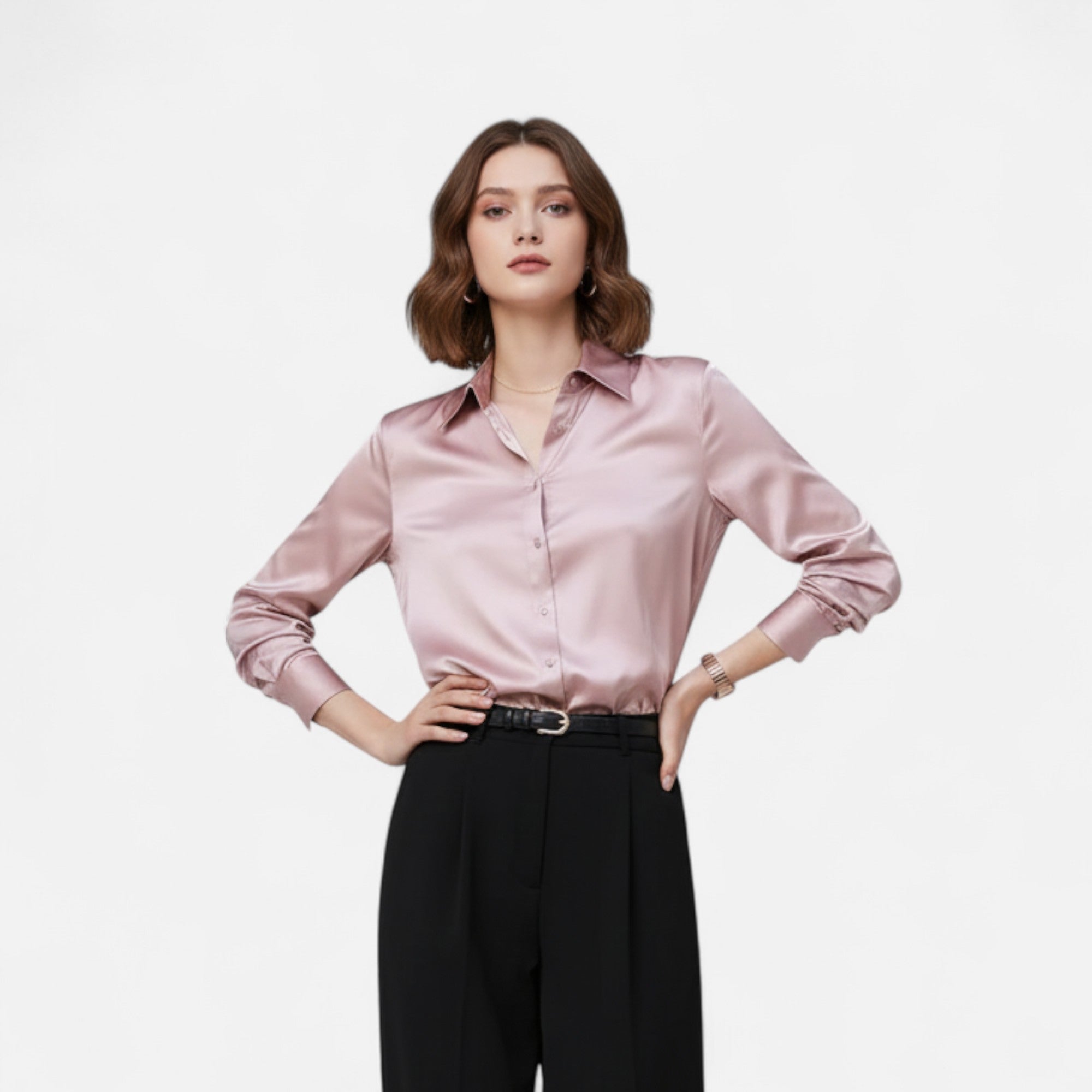 Ferandi Mode | Chemisier Satiné à Col Boutonné