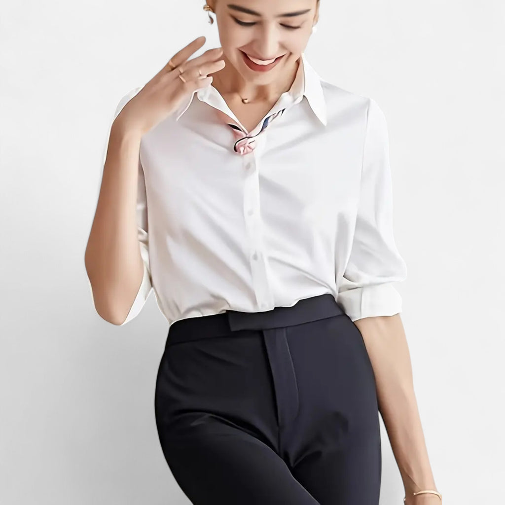 Ferandi Mode | Chemisier Satiné à Col Boutonné