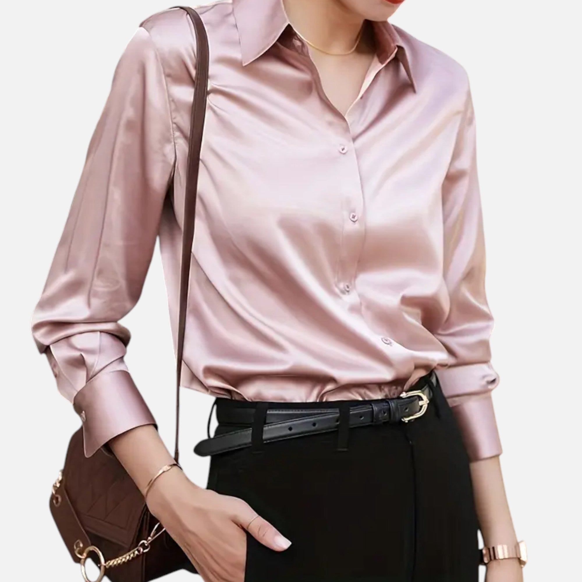 Ferandi Mode | Chemisier Satiné à Col Boutonné