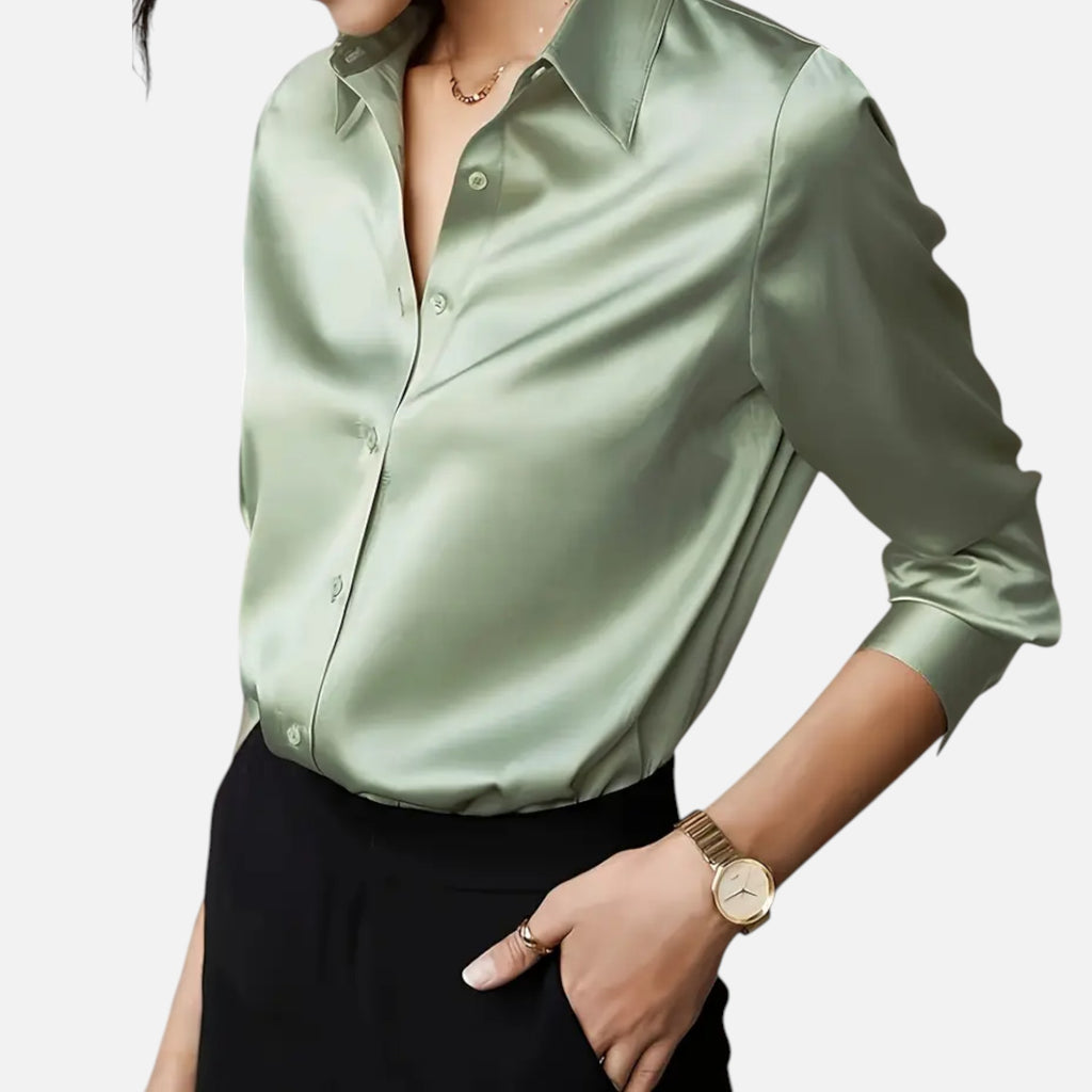 Ferandi Mode | Chemisier Satiné à Col Boutonné