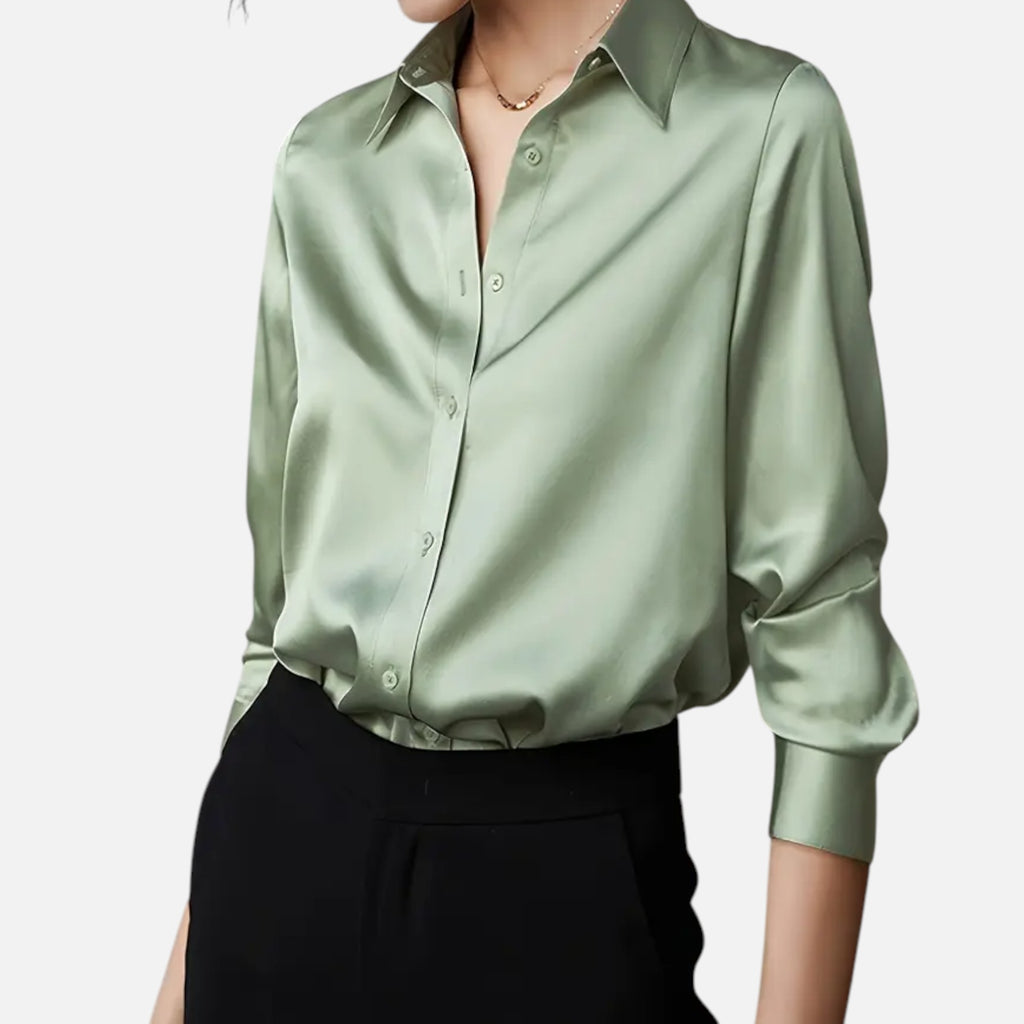Ferandi Mode | Chemisier Satiné à Col Boutonné
