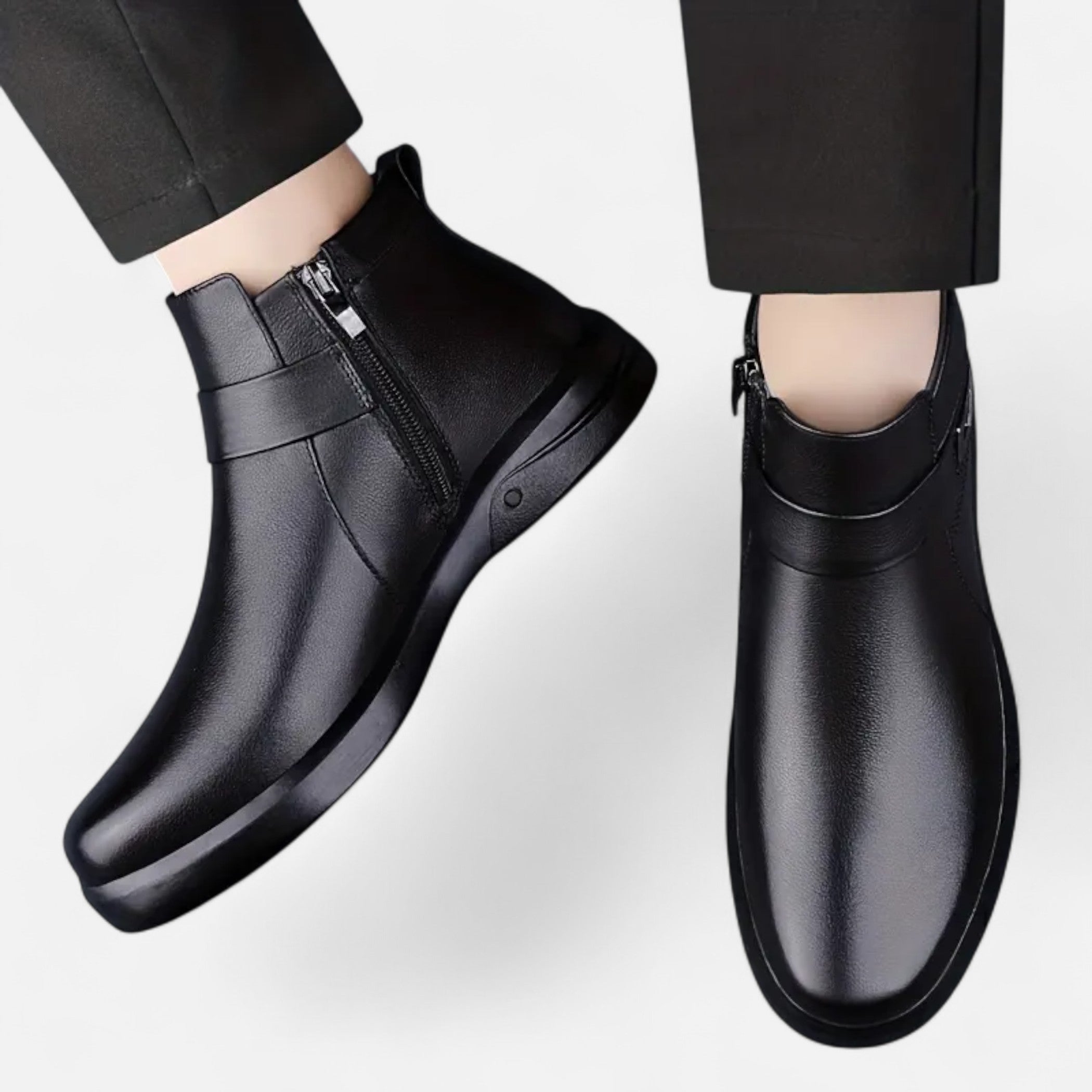 Ferandi Mode | Hommes Bottines en Cuir Plein Grain