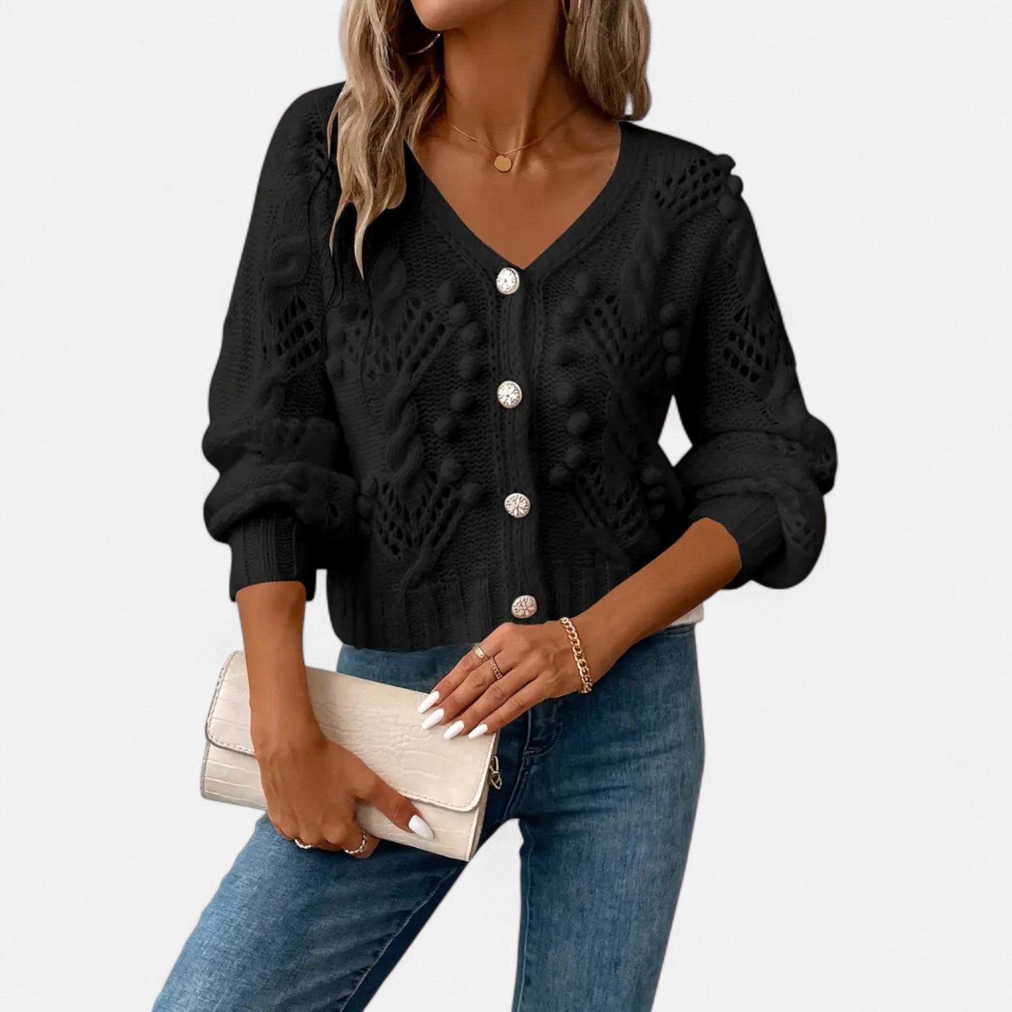 Ferandi Mode | Cardigan Court à Manches Longues