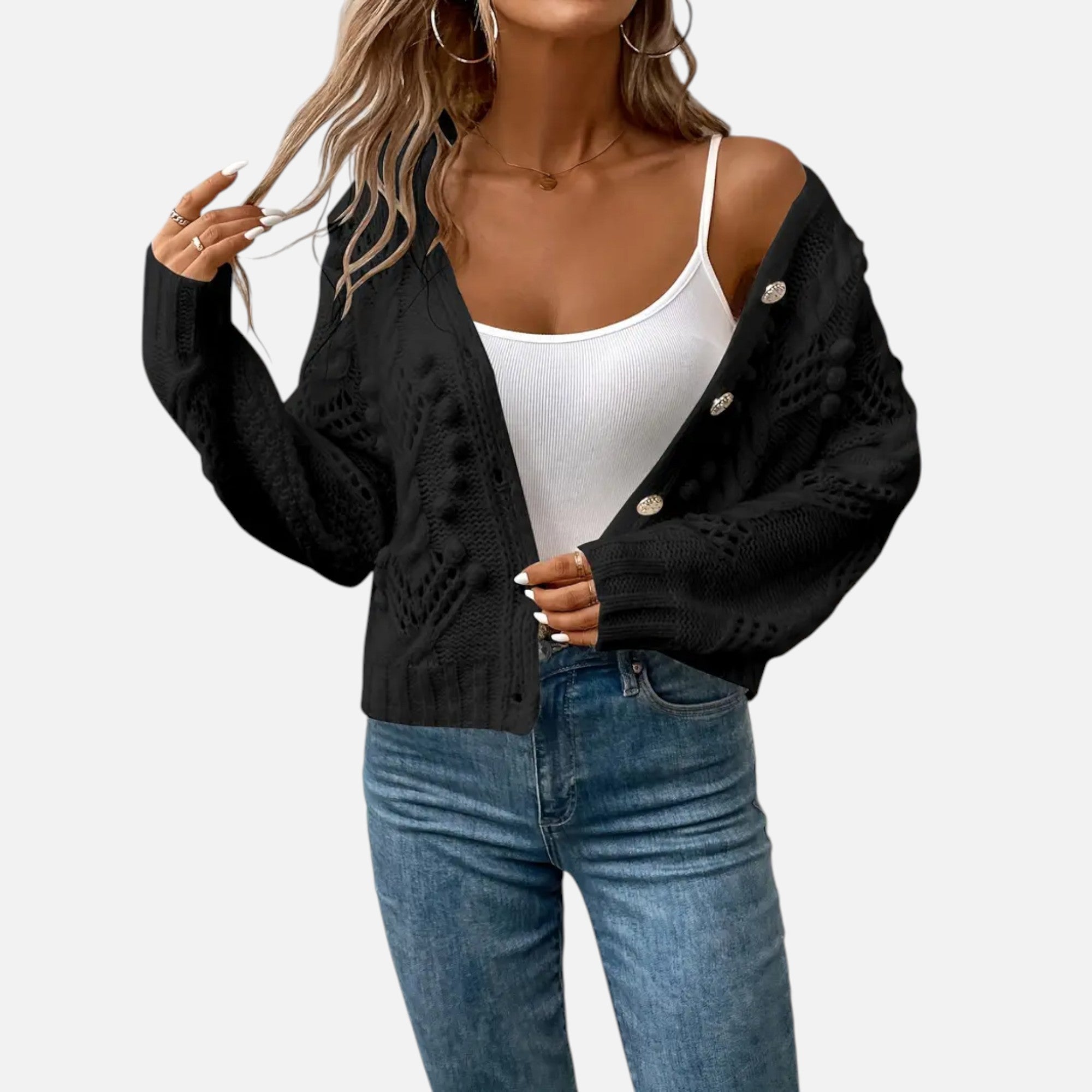 Ferandi Mode | Cardigan Court à Manches Longues