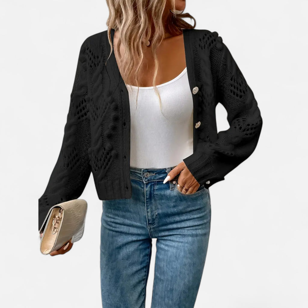 Ferandi Mode | Cardigan Court à Manches Longues