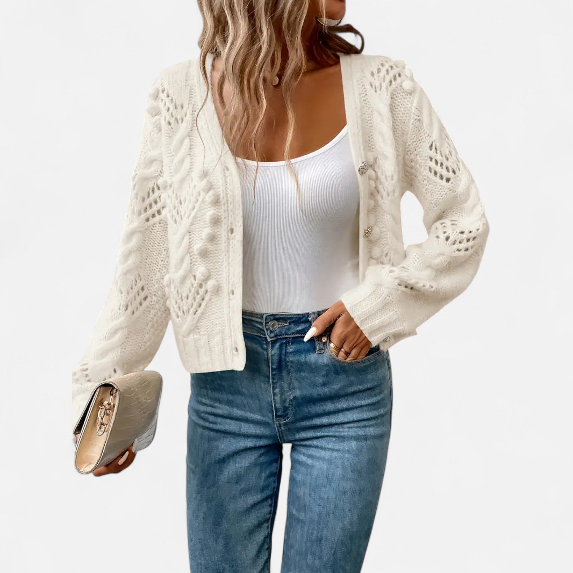 Ferandi Mode | Cardigan Court à Manches Longues