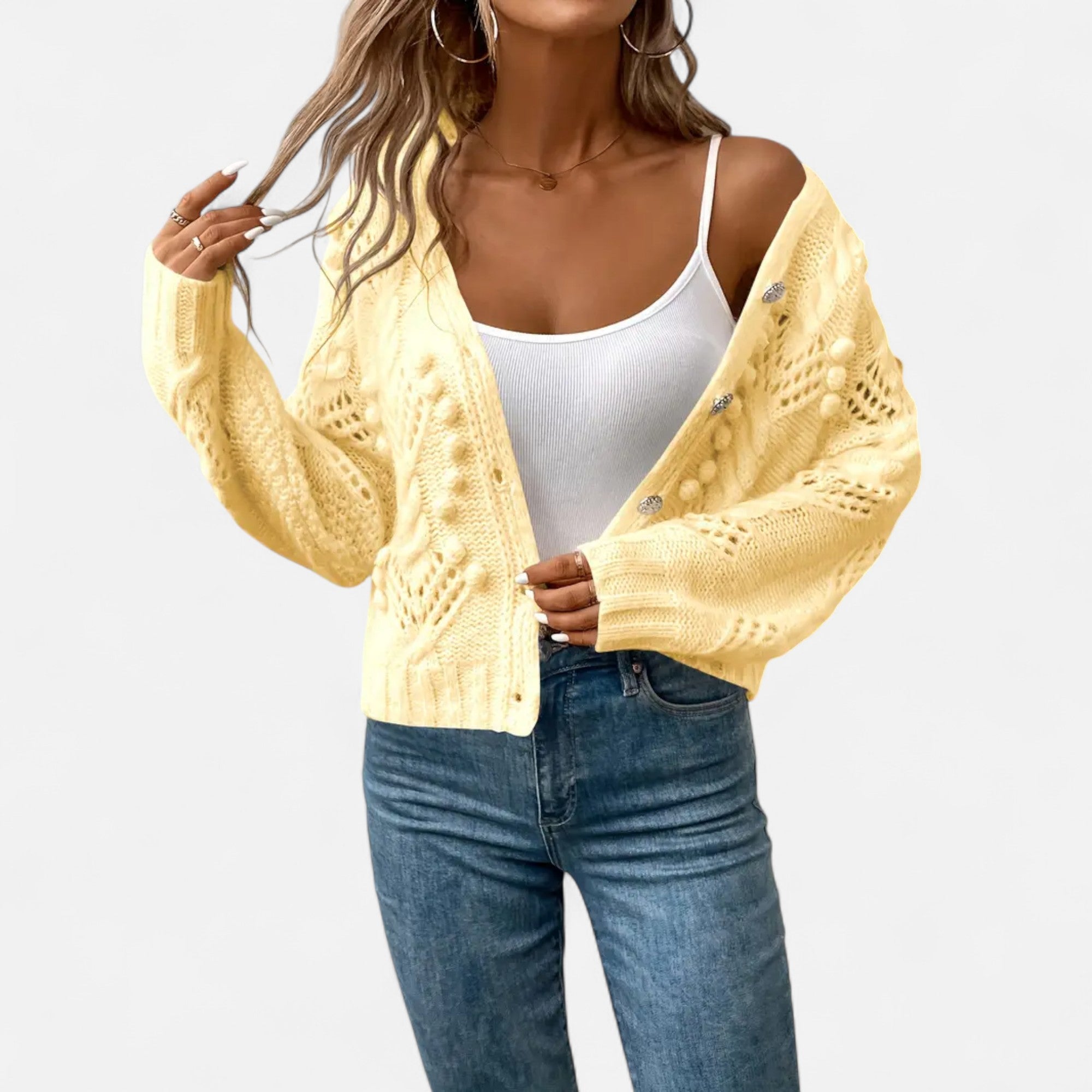 Ferandi Mode | Cardigan Court à Manches Longues