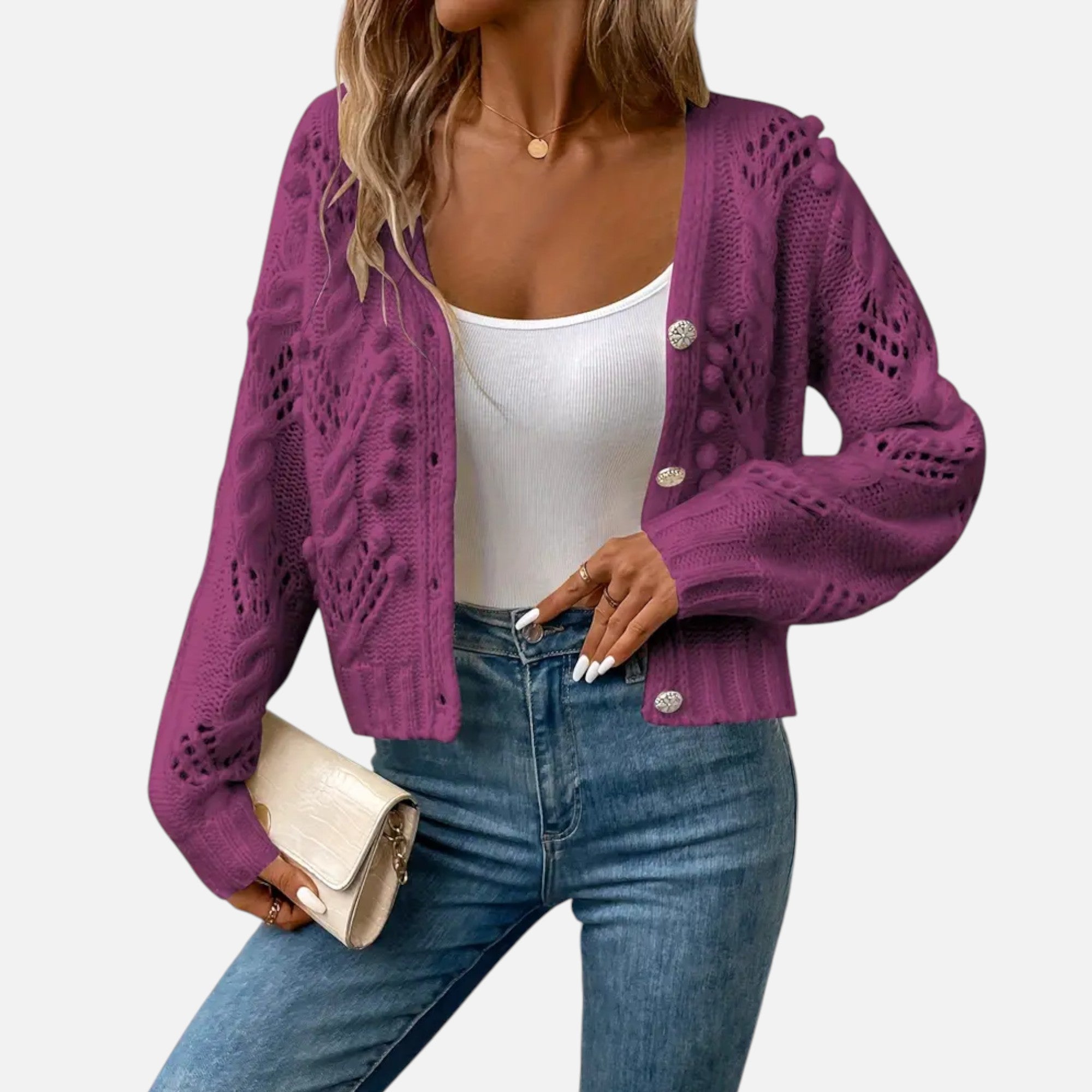 Ferandi Mode | Cardigan Court à Manches Longues