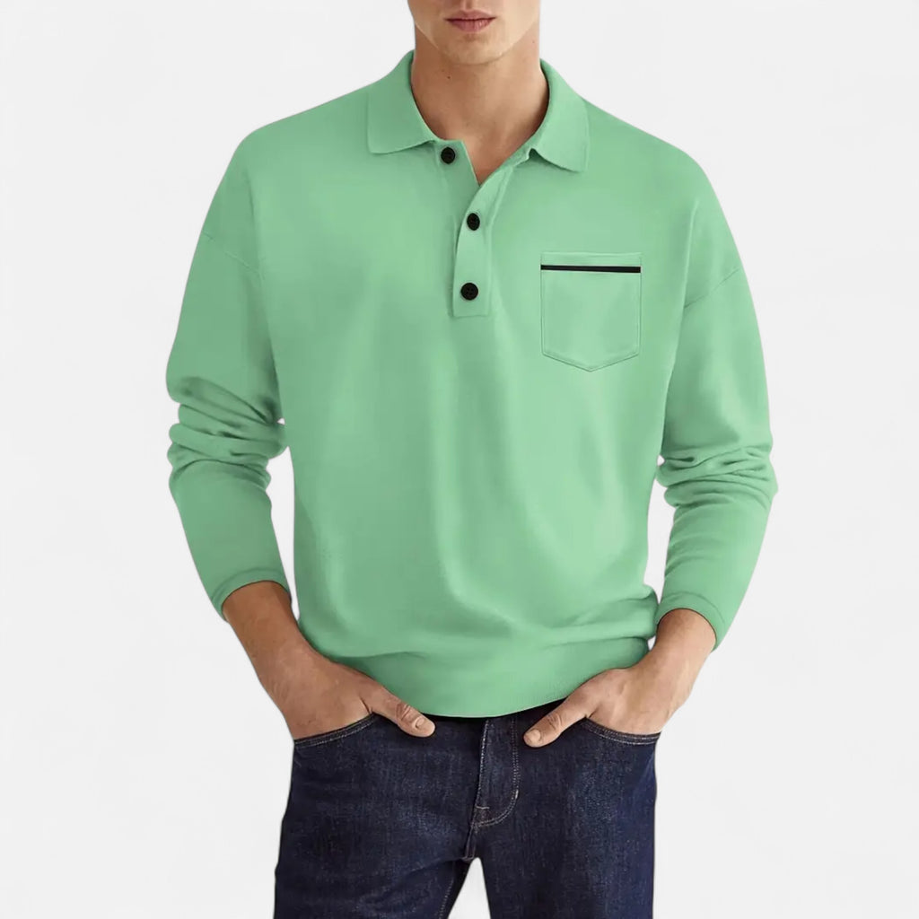 Ferandi Mode | Polo Homme Boutonné Manches Longues Automne