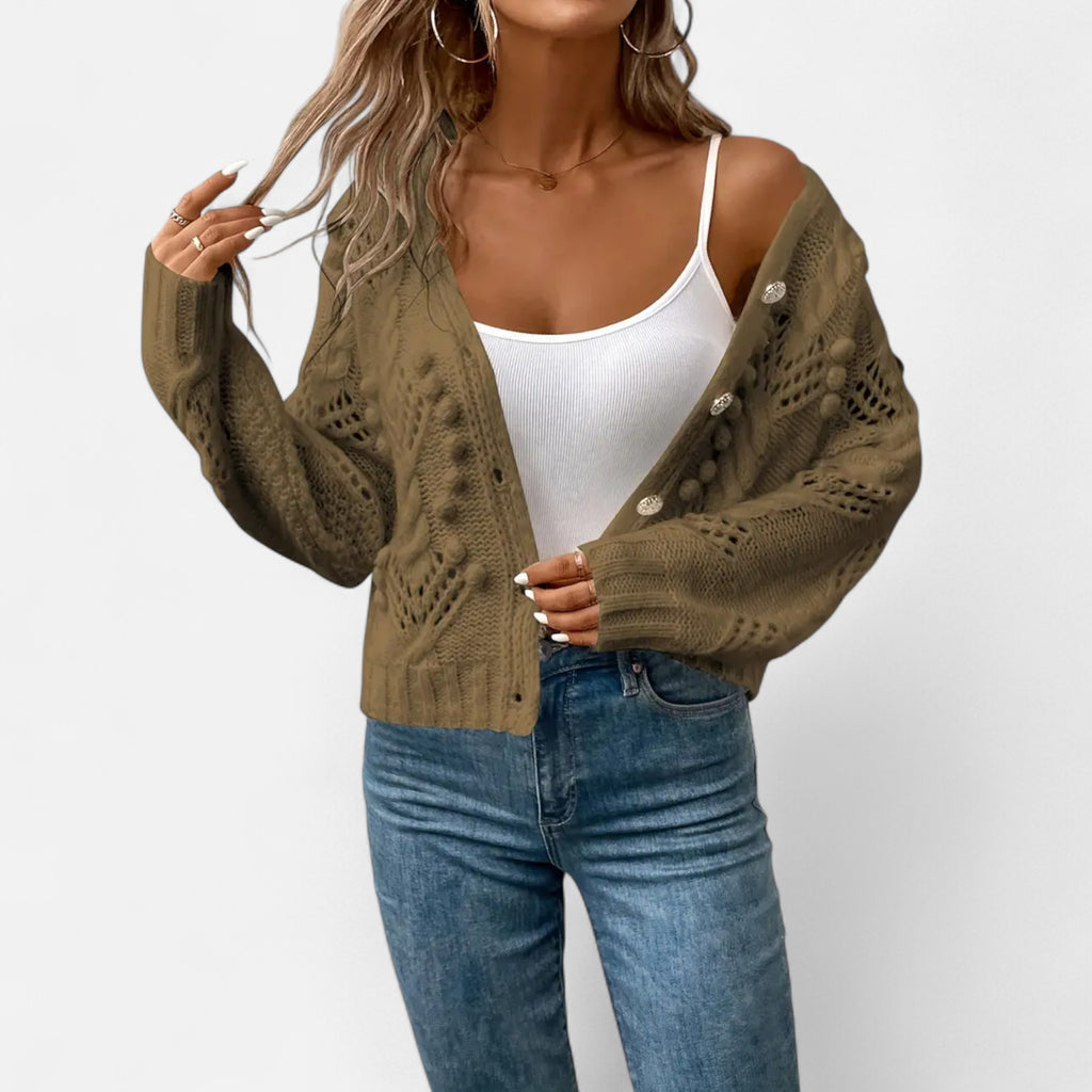 Ferandi Mode | Cardigan Court à Manches Longues