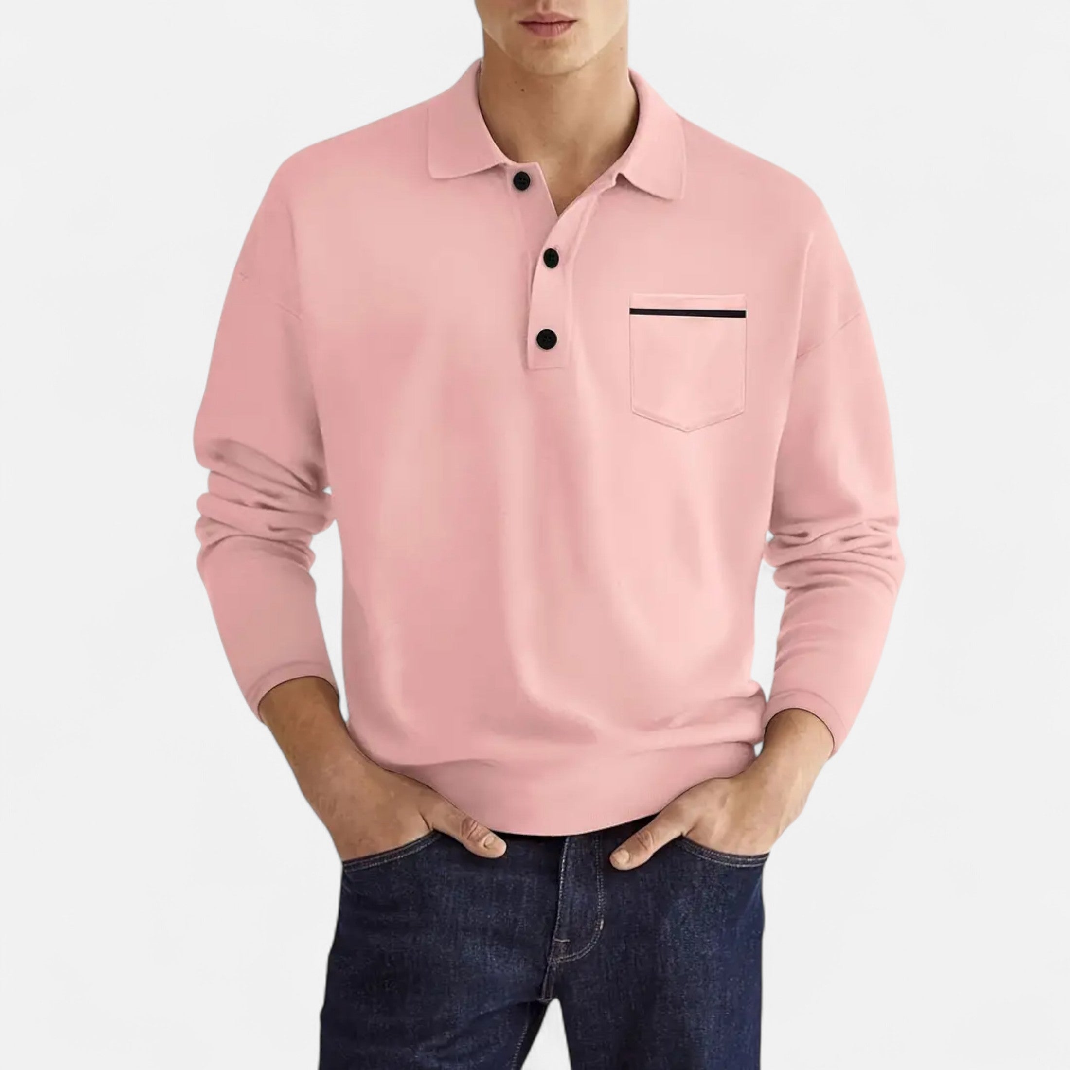 Ferandi Mode | Polo Homme Boutonné Manches Longues Automne