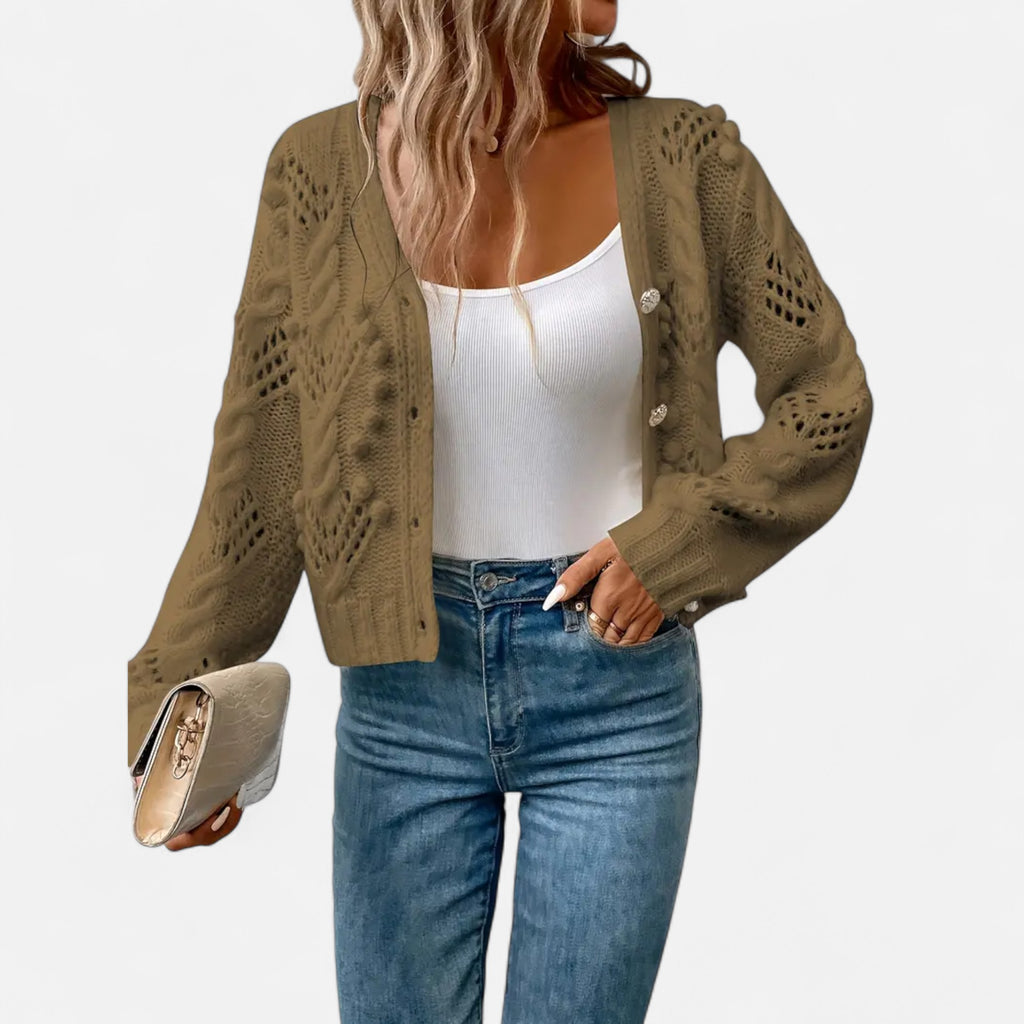 Ferandi Mode | Cardigan Court à Manches Longues