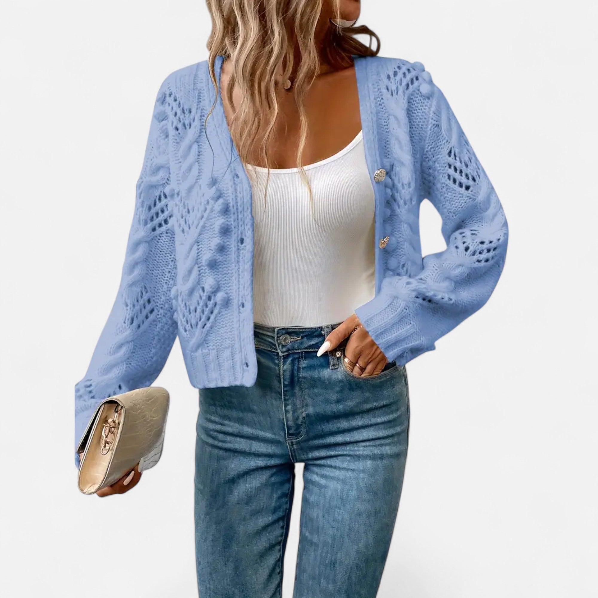 Ferandi Mode | Cardigan Court à Manches Longues