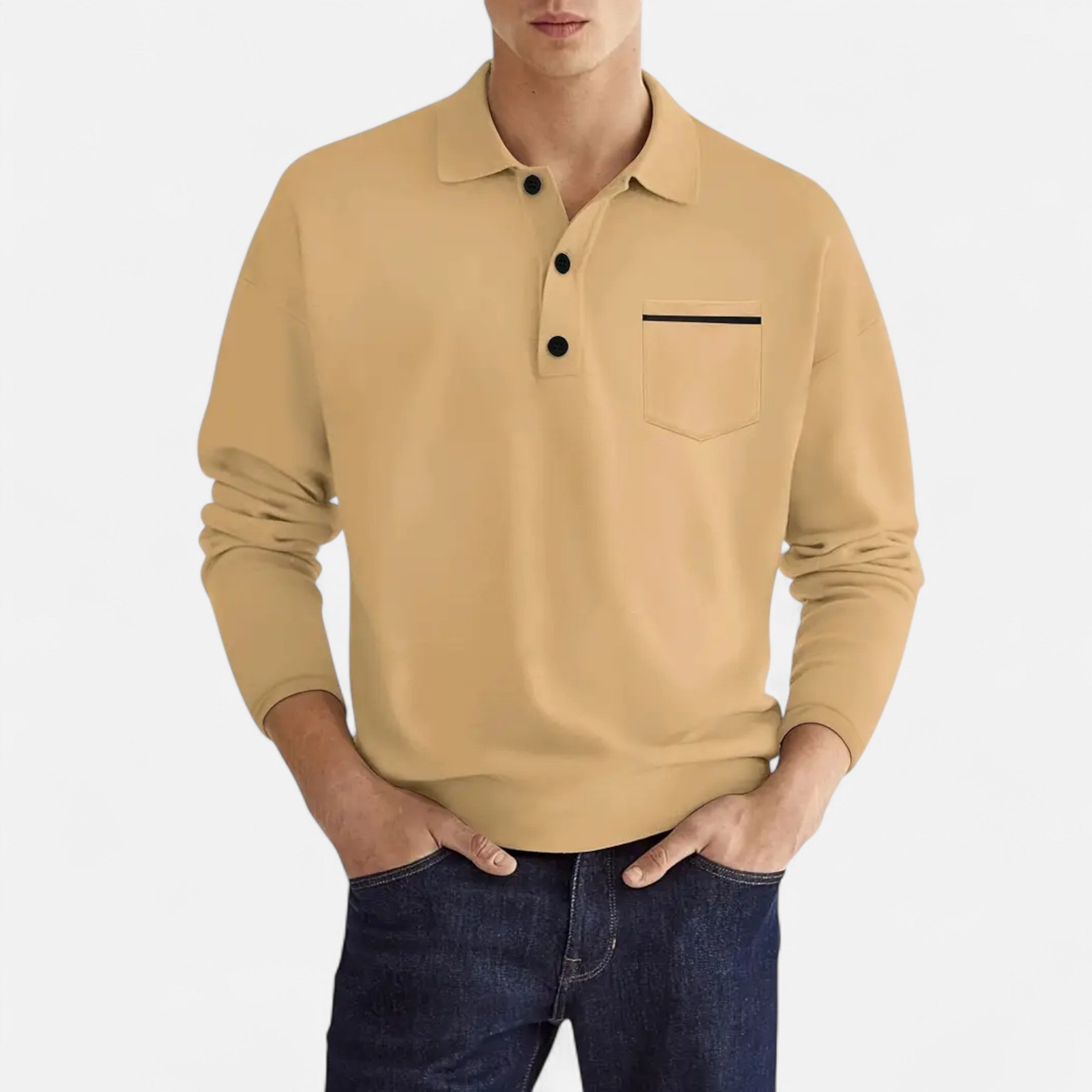 Ferandi Mode | Polo Homme Boutonné Manches Longues Automne