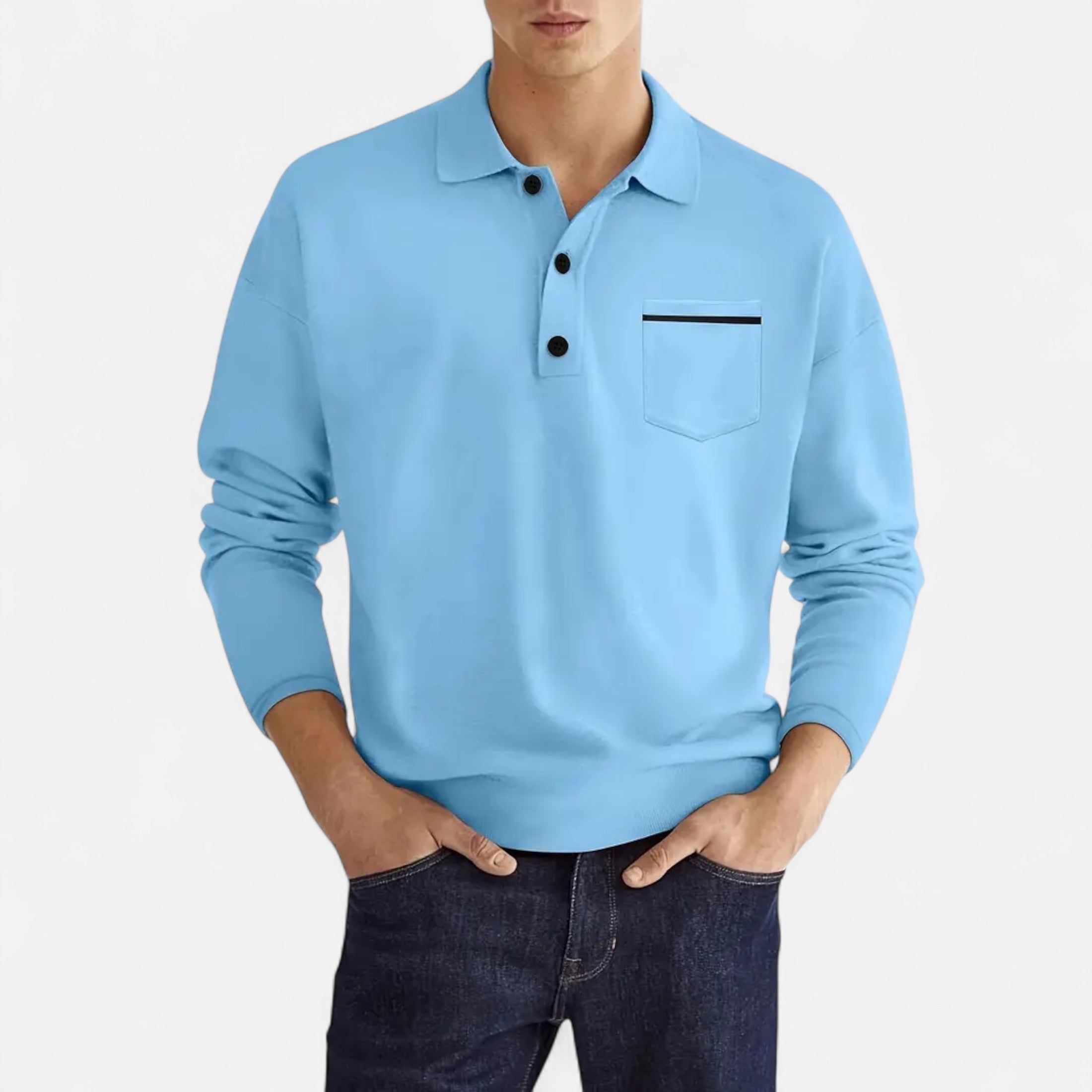 Ferandi Mode | Polo Homme Boutonné Manches Longues Automne