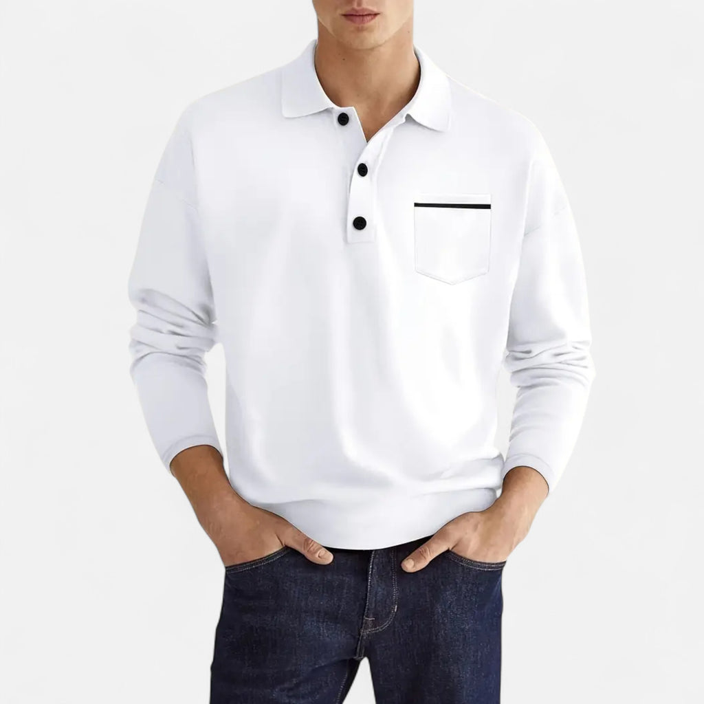 Ferandi Mode | Polo Homme Boutonné Manches Longues Automne