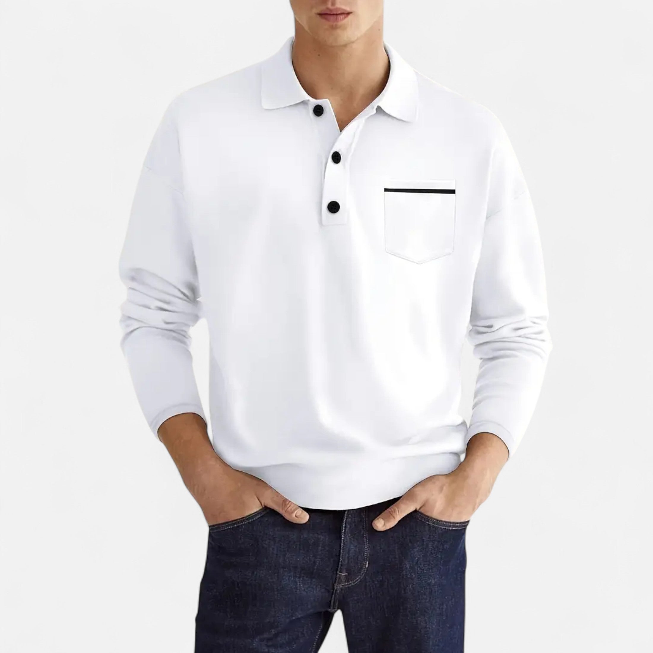 Ferandi Mode | Polo Homme Boutonné Manches Longues Automne