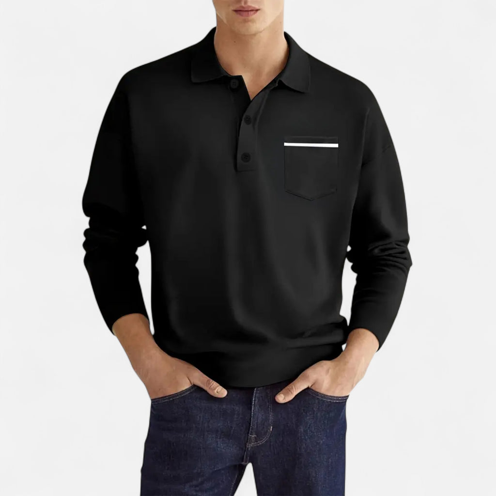 Ferandi Mode | Polo Homme Boutonné Manches Longues Automne