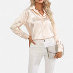 Ferandi Mode | Blouse en Satin à Col Lapel