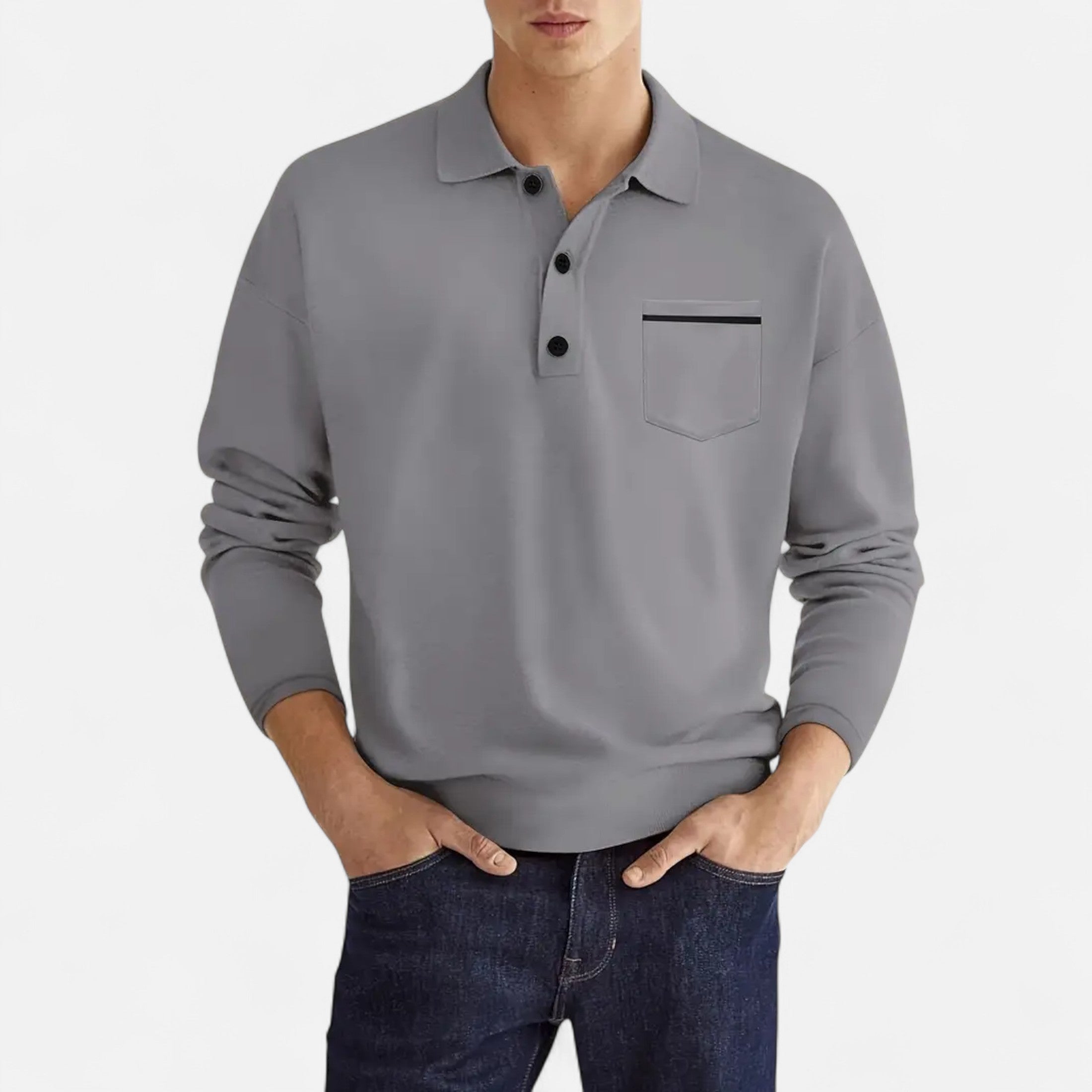 Ferandi Mode | Polo Homme Boutonné Manches Longues Automne