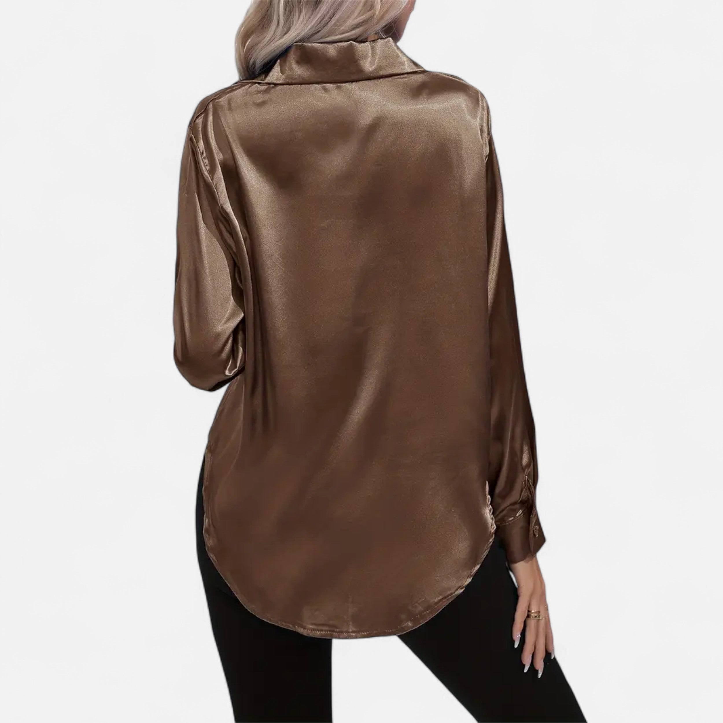 Ferandi Mode | Blouse en Satin à Col Lapel