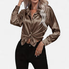 Ferandi Mode | Blouse en Satin à Col Lapel