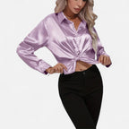 Ferandi Mode | Blouse en Satin à Col Lapel