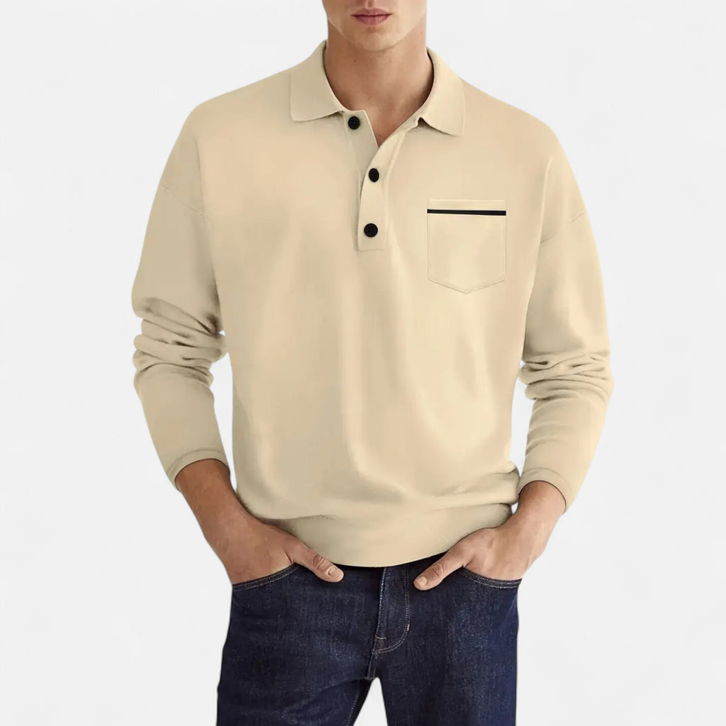 Ferandi Mode | Polo Homme Boutonné Manches Longues Automne