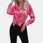 Ferandi Mode | Blouse en Satin à Col Lapel