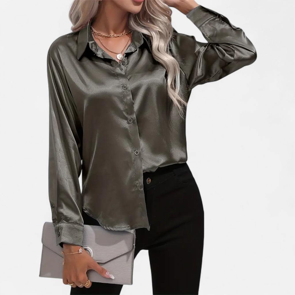 Ferandi Mode | Blouse en Satin à Col Lapel