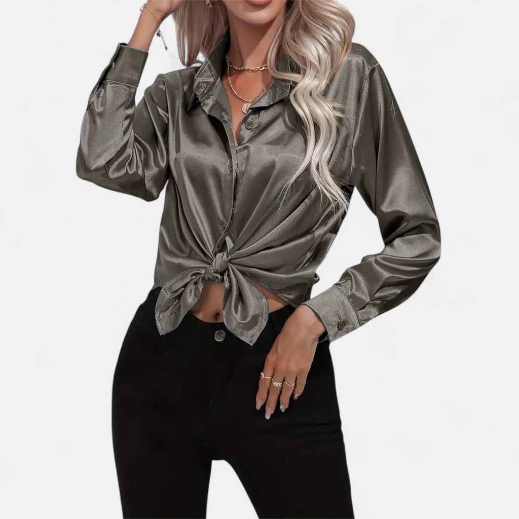 Ferandi Mode | Blouse en Satin à Col Lapel