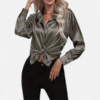 Ferandi Mode | Blouse en Satin à Col Lapel