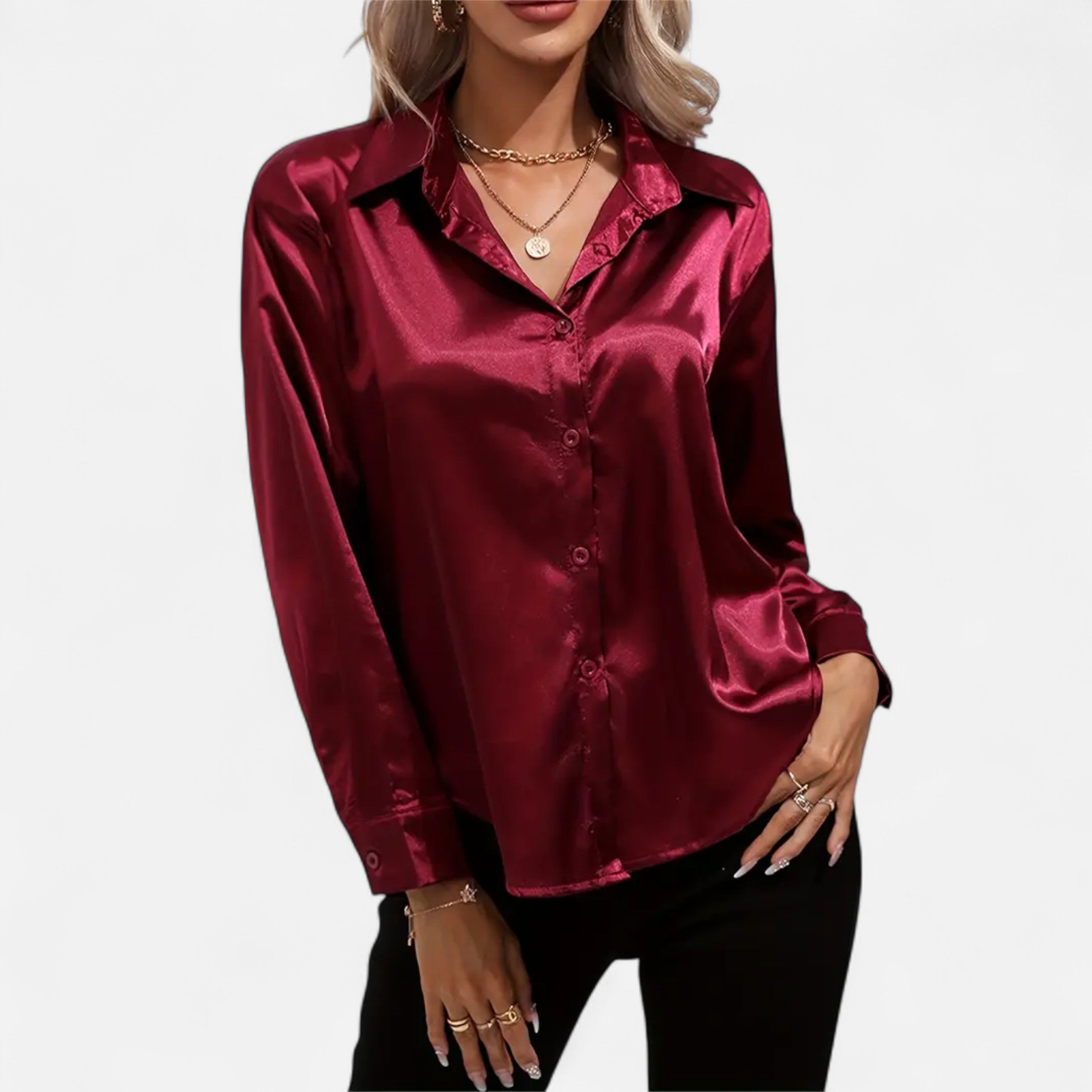 Ferandi Mode | Blouse en Satin à Col Lapel