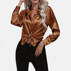 Ferandi Mode | Blouse en Satin à Col Lapel