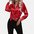 Ferandi Mode | Blouse en Satin à Col Lapel