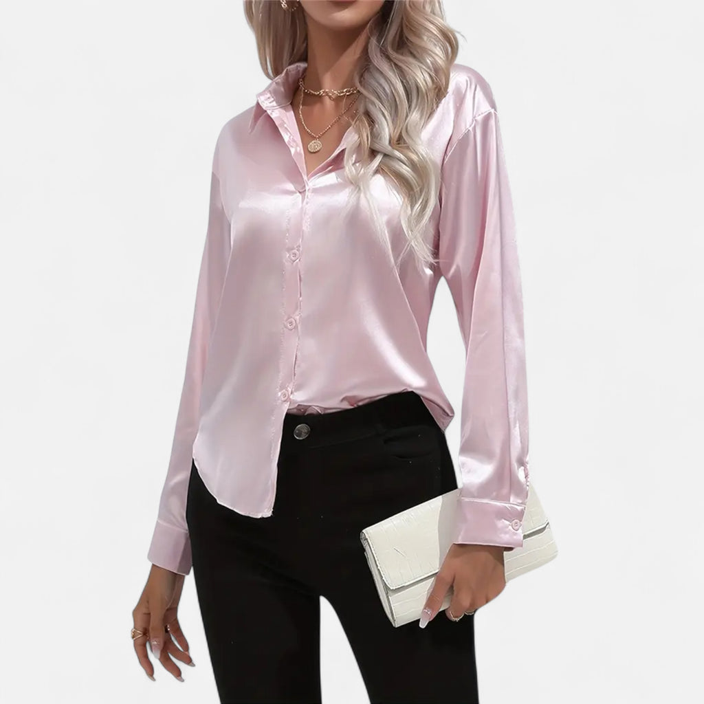 Ferandi Mode | Blouse en Satin à Col Lapel