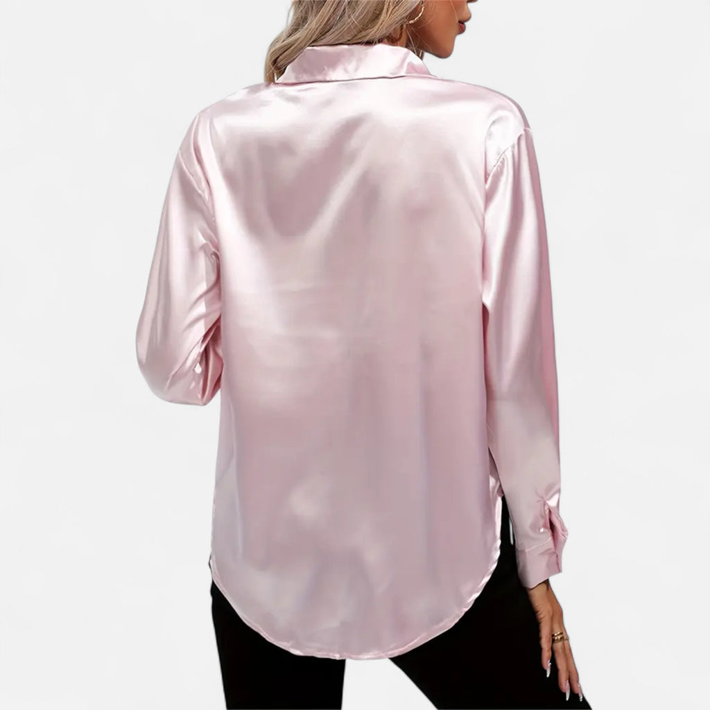 Ferandi Mode | Blouse en Satin à Col Lapel