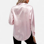 Ferandi Mode | Blouse en Satin à Col Lapel