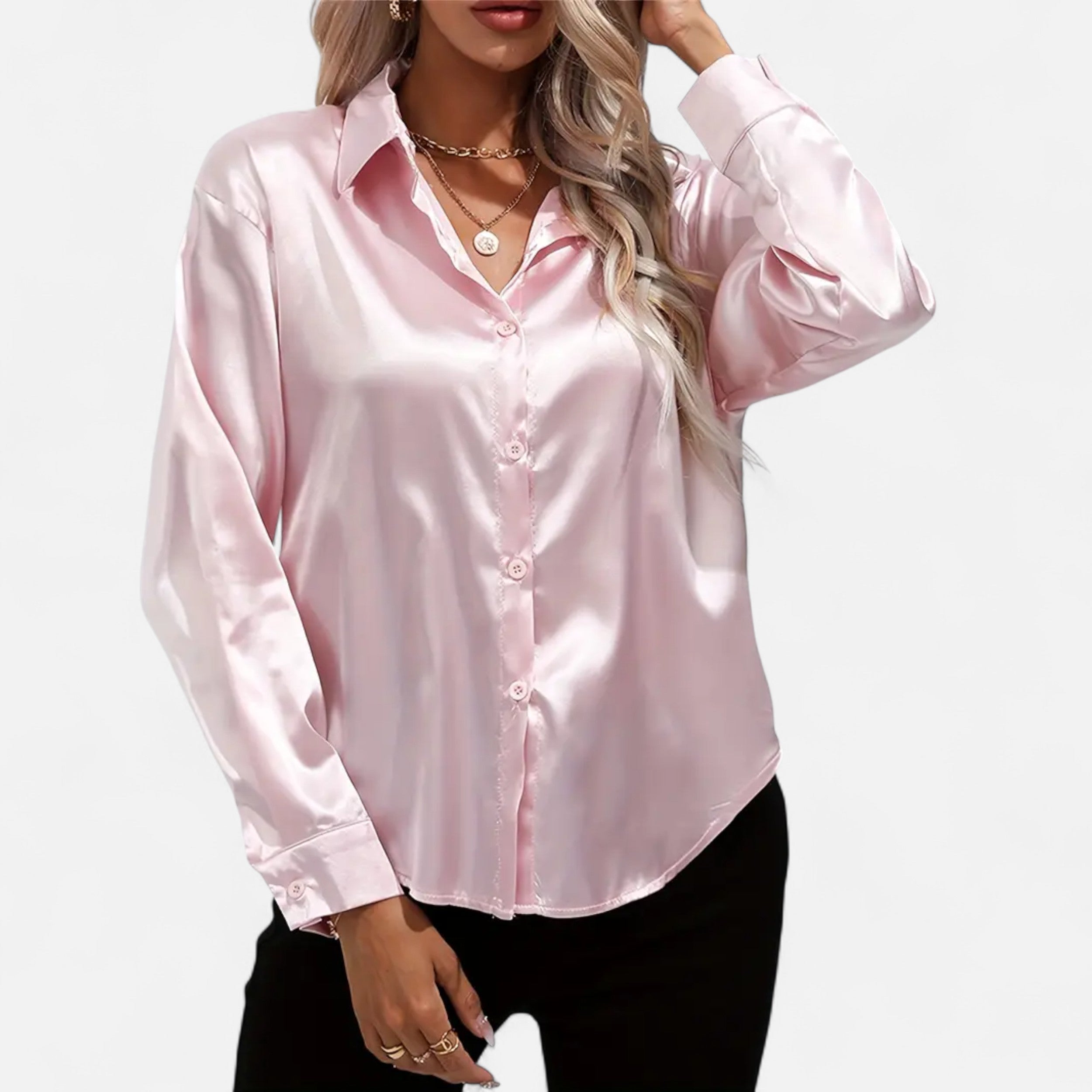 Ferandi Mode | Blouse en Satin à Col Lapel
