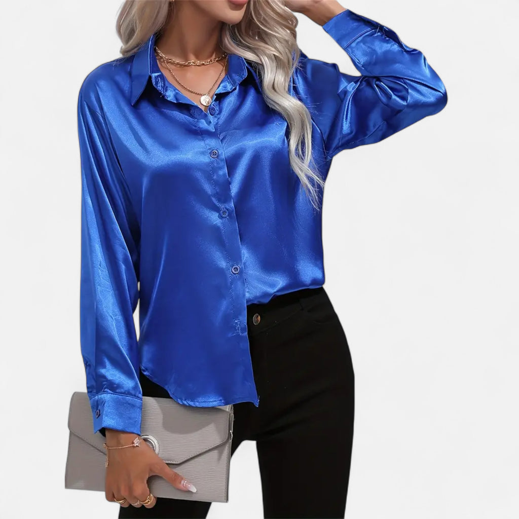 Ferandi Mode | Blouse en Satin à Col Lapel