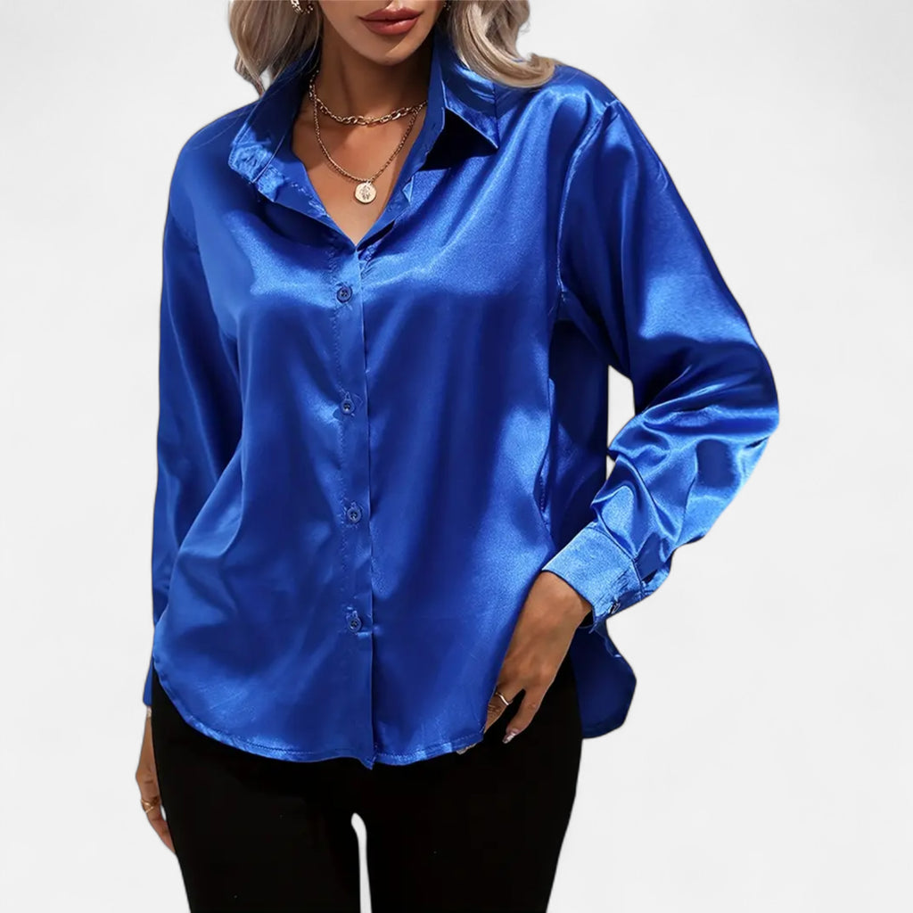 Ferandi Mode | Blouse en Satin à Col Lapel