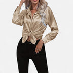 Ferandi Mode | Blouse en Satin à Col Lapel