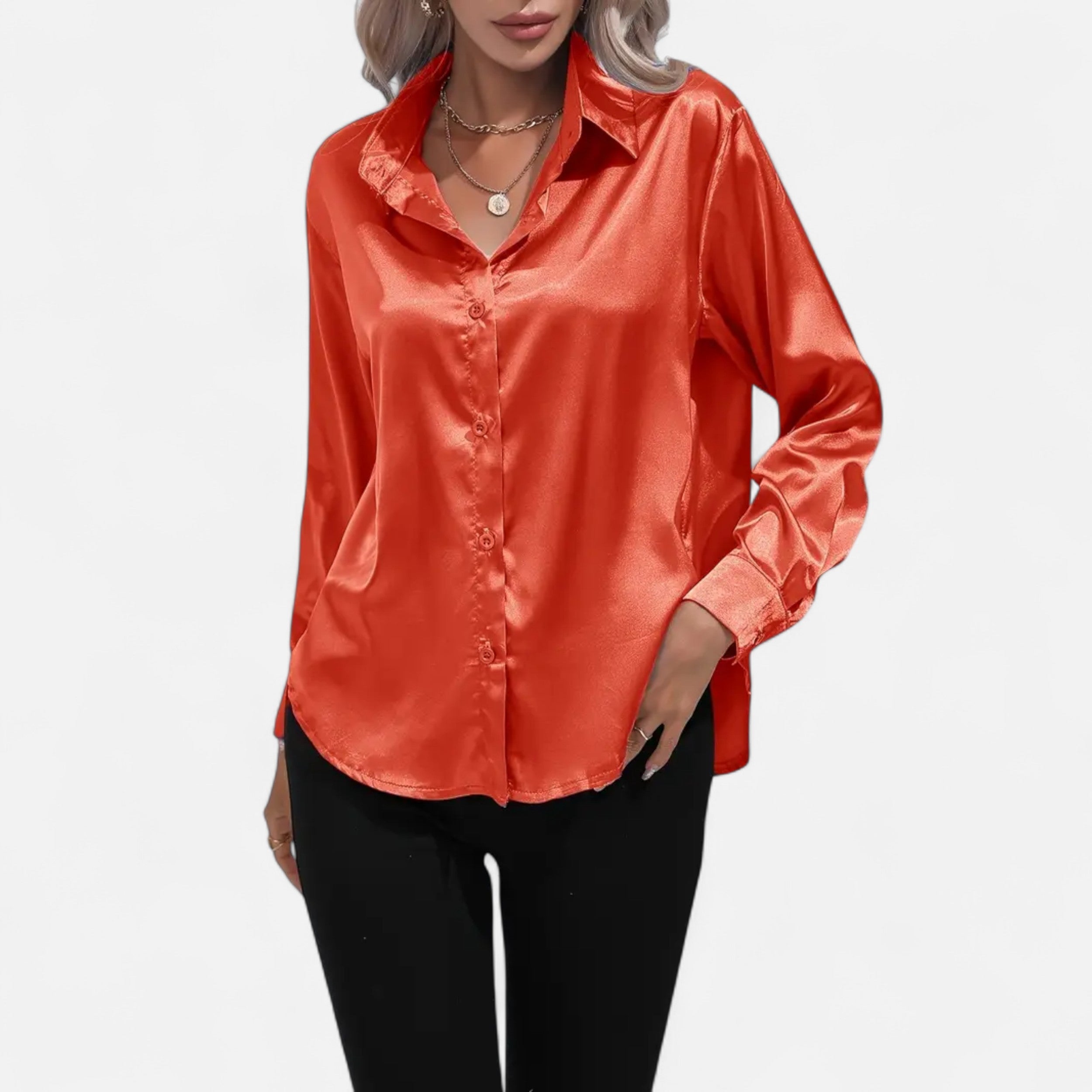 Ferandi Mode | Blouse en Satin à Col Lapel