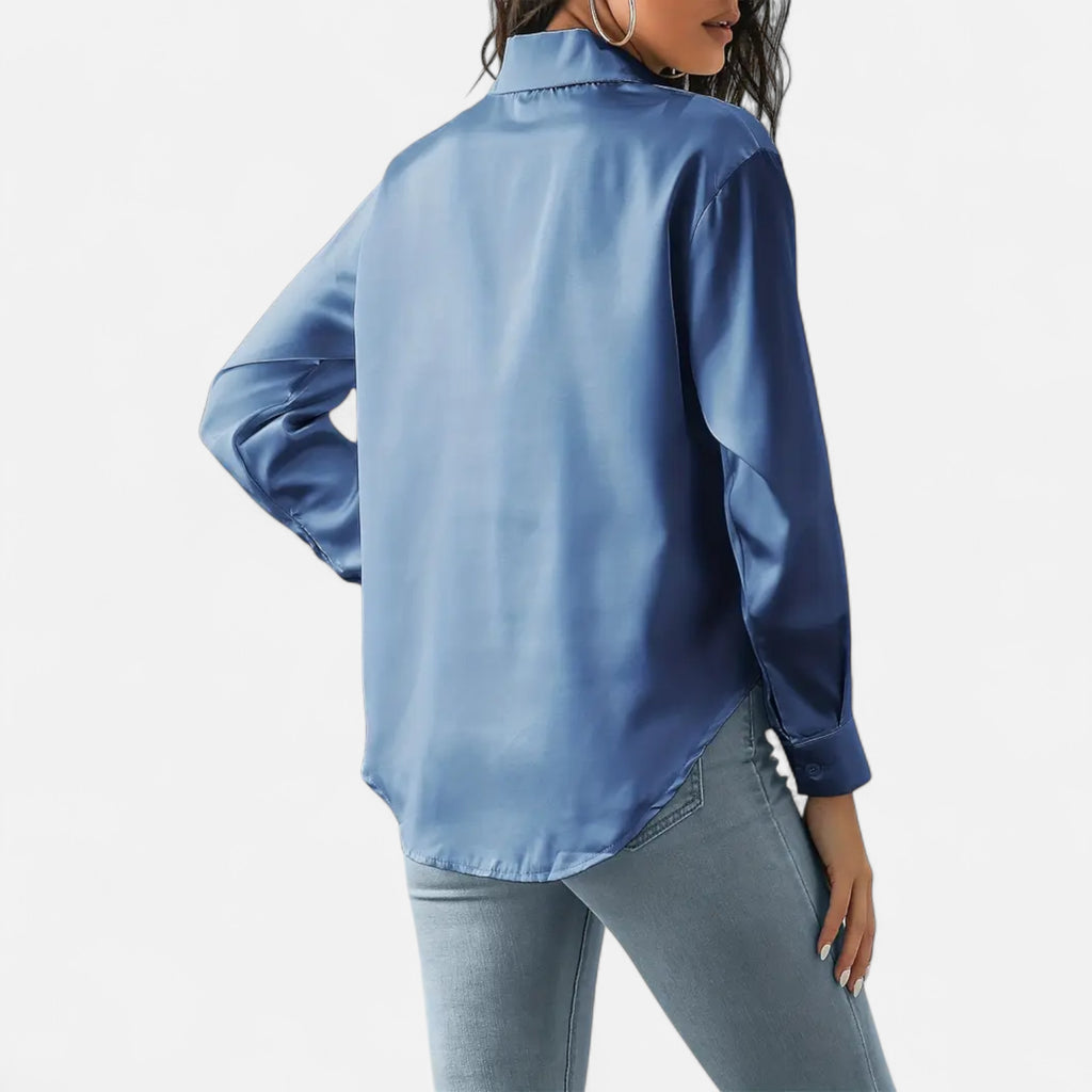 Ferandi Mode | Blouse en Satin à Col Lapel