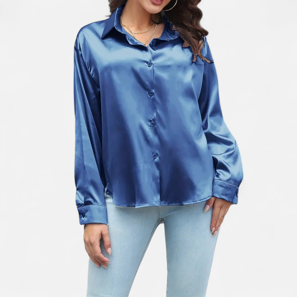 Ferandi Mode | Blouse en Satin à Col Lapel